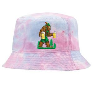 German Bigfoot Sasquatch Lederhose Funny Oktoberfest Costume Tie-Dyed Bucket Hat