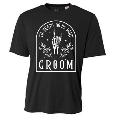 Groom Bride Skeleton Gothic Halloween Engagement Wedding Cooling Performance Crew T-Shirt