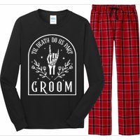 Groom Bride Skeleton Gothic Halloween Engagement Wedding Long Sleeve Pajama Set