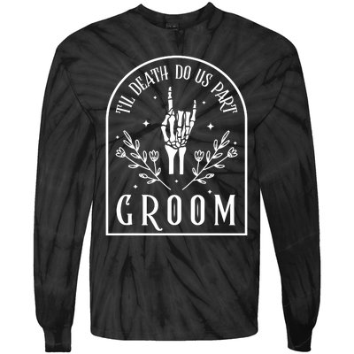 Groom Bride Skeleton Gothic Halloween Engagement Wedding Tie-Dye Long Sleeve Shirt