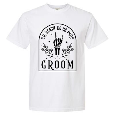 Groom Bride Skeleton Gothic Halloween Engagement Wedding Garment-Dyed Heavyweight T-Shirt