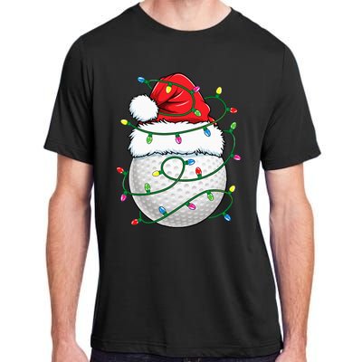 Golf Ball Santa Hat Christmas Golfing Xmas Lights Adult ChromaSoft Performance T-Shirt