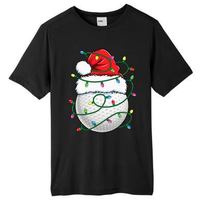 Golf Ball Santa Hat Christmas Golfing Xmas Lights Tall Fusion ChromaSoft Performance T-Shirt