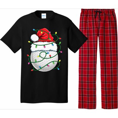 Golf Ball Santa Hat Christmas Golfing Xmas Lights Pajama Set