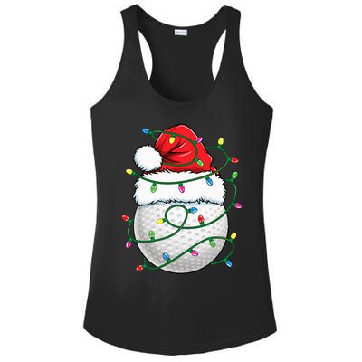 Golf Ball Santa Hat Christmas Golfing Xmas Lights Ladies PosiCharge Competitor Racerback Tank