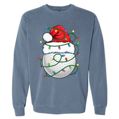 Golf Ball Santa Hat Christmas Golfing Xmas Lights Garment-Dyed Sweatshirt