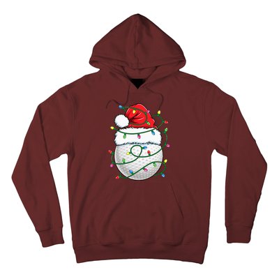 Golf Ball Santa Hat Christmas Golfing Xmas Lights Hoodie