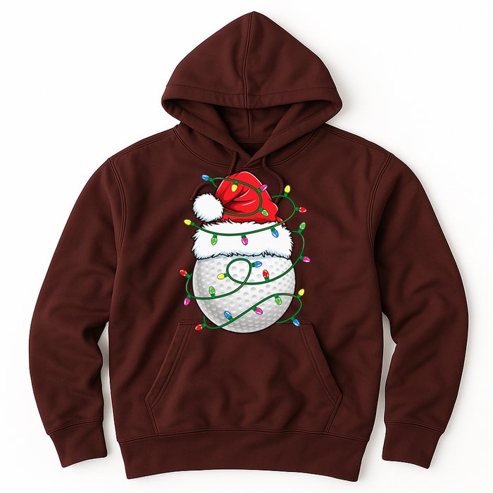 Golf Ball Santa Hat Christmas Golfing Xmas Lights Hoodie