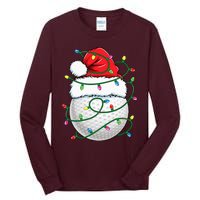 Golf Ball Santa Hat Christmas Golfing Xmas Lights Tall Long Sleeve T-Shirt