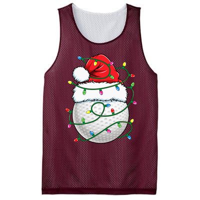 Golf Ball Santa Hat Christmas Golfing Xmas Lights Mesh Reversible Basketball Jersey Tank