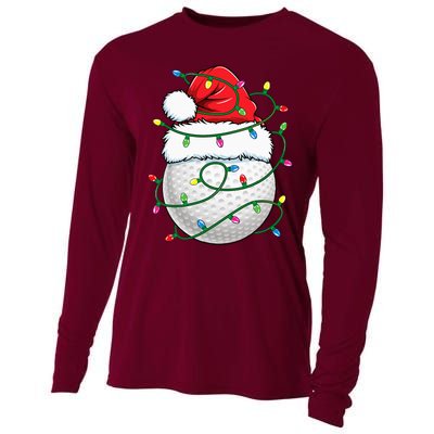 Golf Ball Santa Hat Christmas Golfing Xmas Lights Cooling Performance Long Sleeve Crew