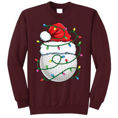 Golf Ball Santa Hat Christmas Golfing Xmas Lights Tall Sweatshirt