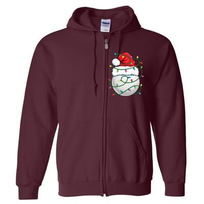 Golf Ball Santa Hat Christmas Golfing Xmas Lights Full Zip Hoodie