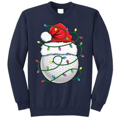 Golf Ball Santa Hat Christmas Golfing Xmas Lights Sweatshirt