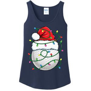 Golf Ball Santa Hat Christmas Golfing Xmas Lights Ladies Essential Tank