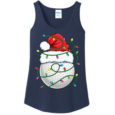 Golf Ball Santa Hat Christmas Golfing Xmas Lights Ladies Essential Tank