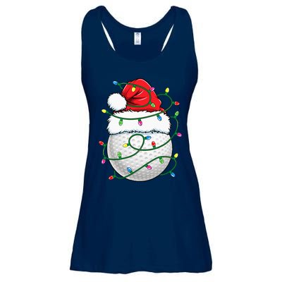 Golf Ball Santa Hat Christmas Golfing Xmas Lights Ladies Essential Flowy Tank