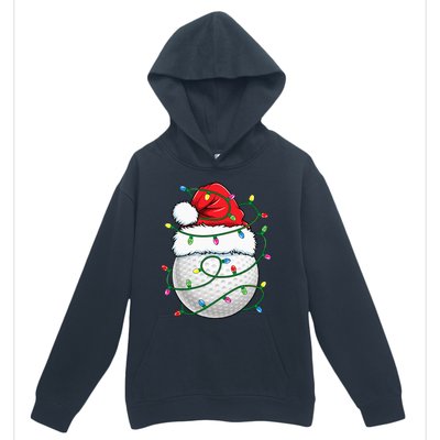 Golf Ball Santa Hat Christmas Golfing Xmas Lights Urban Pullover Hoodie