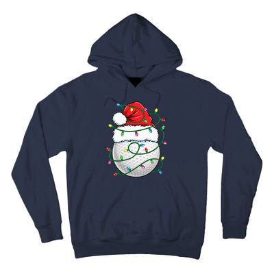 Golf Ball Santa Hat Christmas Golfing Xmas Lights Tall Hoodie