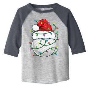 Golf Ball Santa Hat Christmas Golfing Xmas Lights Toddler Fine Jersey T-Shirt