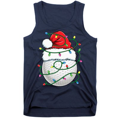 Golf Ball Santa Hat Christmas Golfing Xmas Lights Tank Top