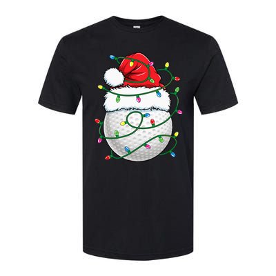 Golf Ball Santa Hat Christmas Golfing Xmas Lights Softstyle® CVC T-Shirt