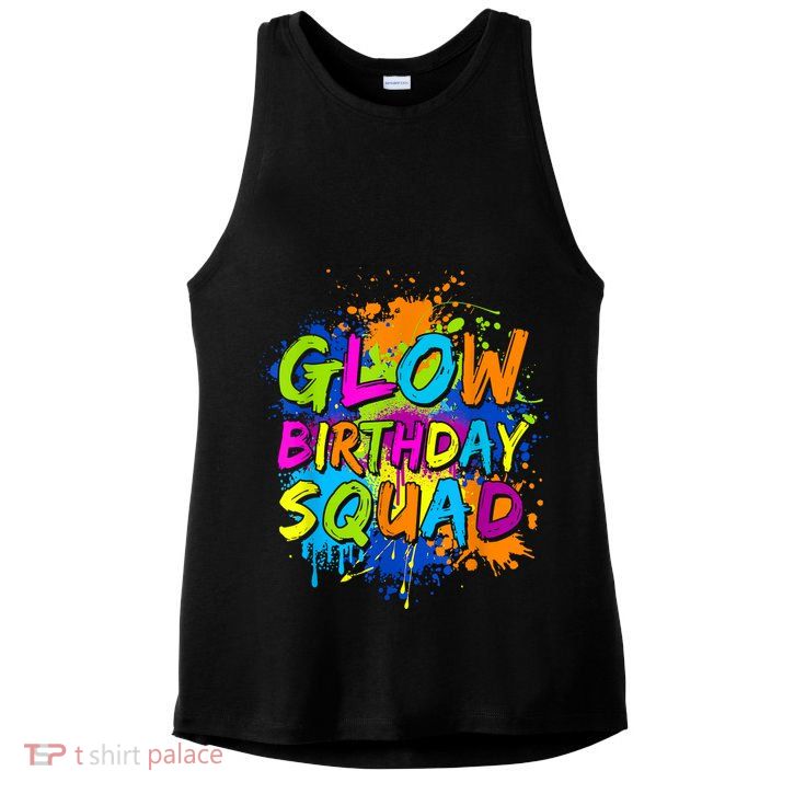 Glow Birthday Squad Retro 80s Costume Birthday Party Squad Ladies PosiCharge Tri-Blend Wicking Tank