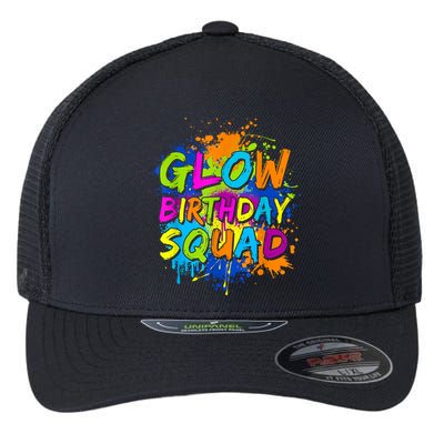 Glow Birthday Squad Retro 80s Costume Birthday Party Squad Flexfit Unipanel Trucker Cap