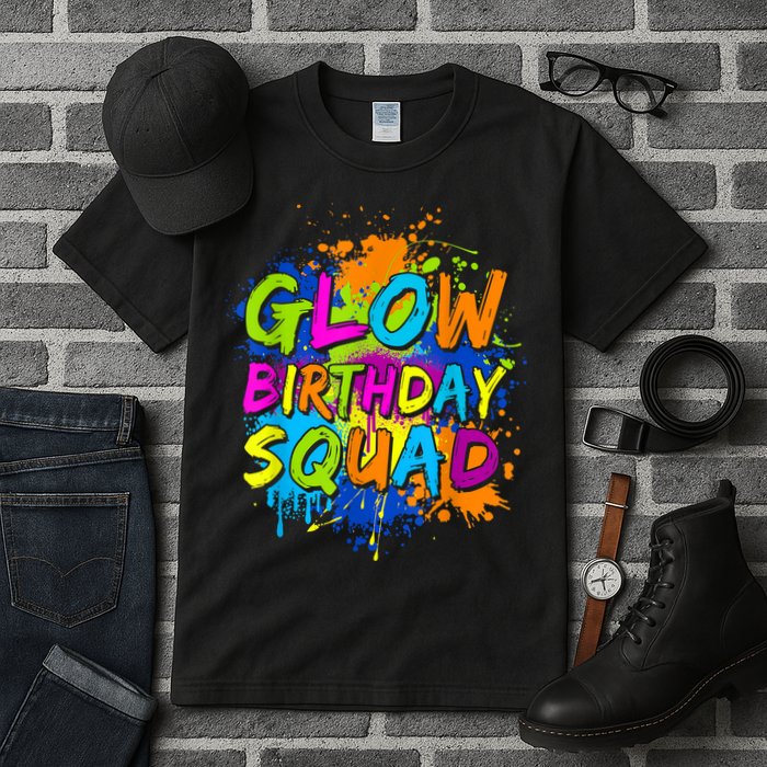 Glow Birthday Squad Retro 80s Costume Birthday Party Squad Tall T-Shirt