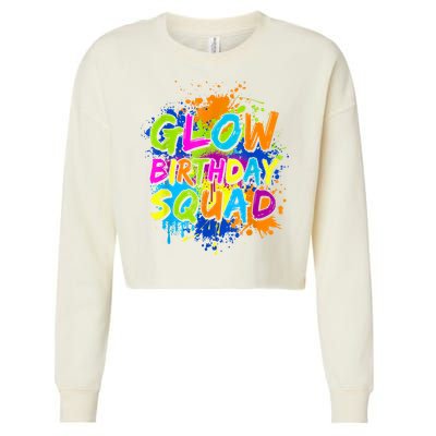 Glow Birthday Squad Retro 80s Costume Birthday Party Squad Cropped Pullover Crew