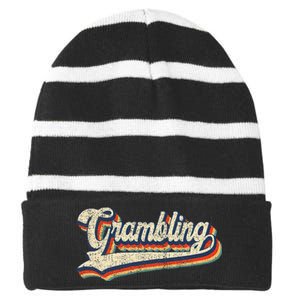 Gram Bling School Sport Name Striped Beanie with Solid Band