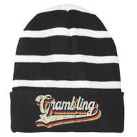 Gram Bling School Sport Name Striped Beanie with Solid Band