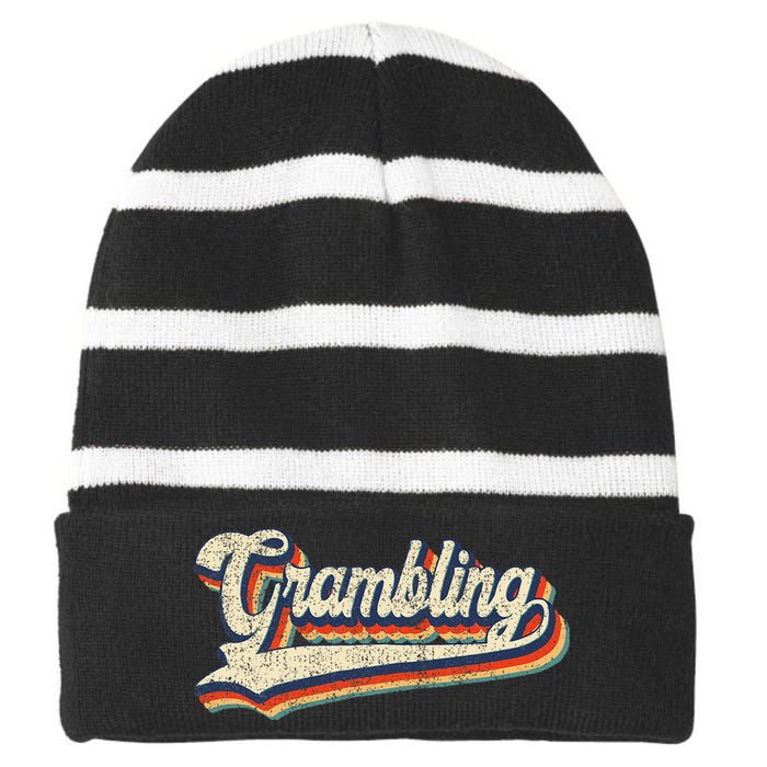 Gram Bling School Sport Name Striped Beanie with Solid Band