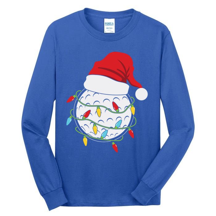 Golf Ball Santa Hat With Christmas Lights Xmas Golfer Gift Great Gift Tall Long Sleeve T-Shirt