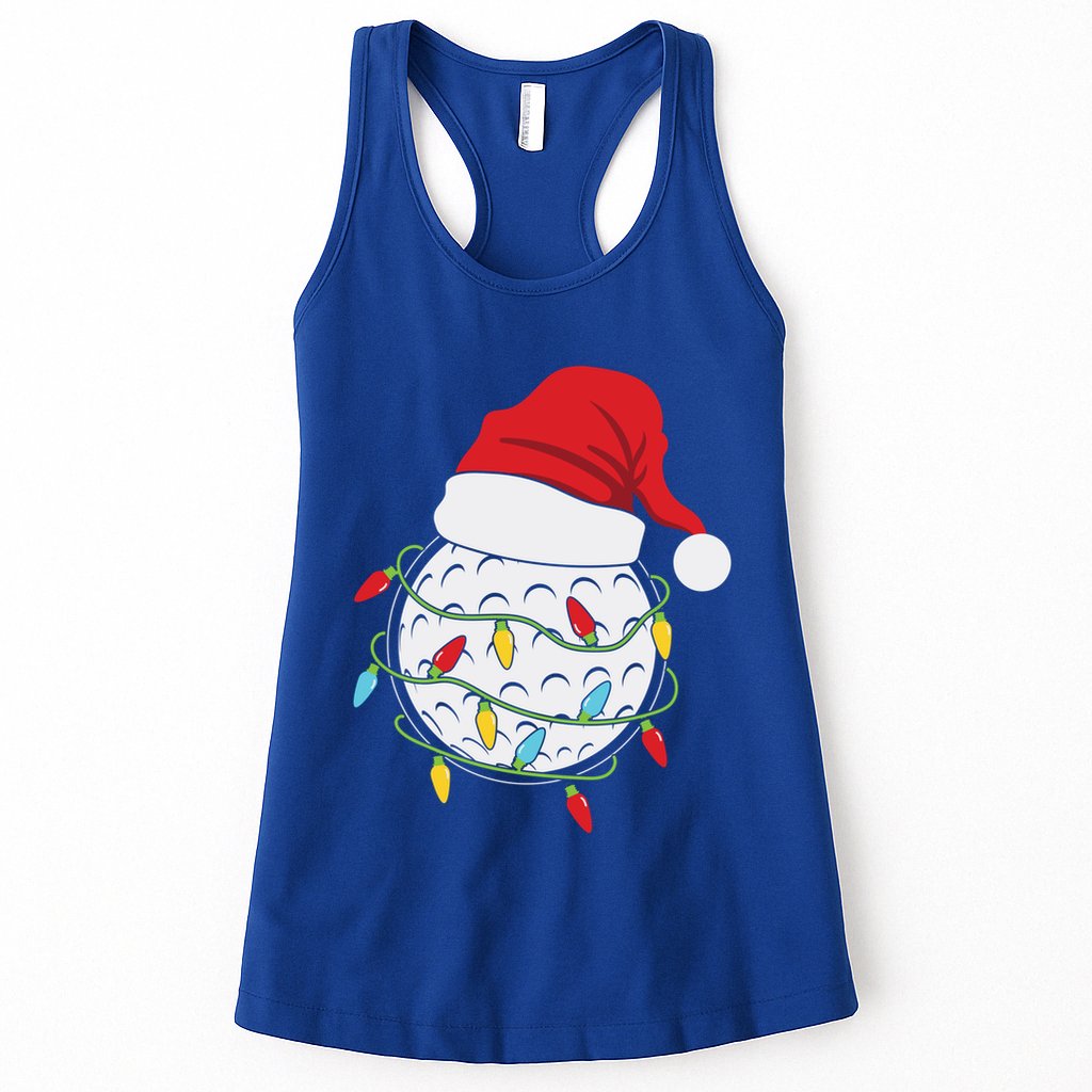 Golf Ball Santa Hat With Christmas Lights Xmas Golfer Gift Great Gift Womens Tank Top