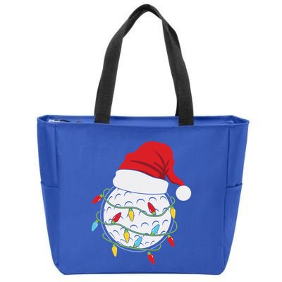 Golf Ball Santa Hat With Christmas Lights Xmas Golfer Gift Great Gift Zip Tote Bag