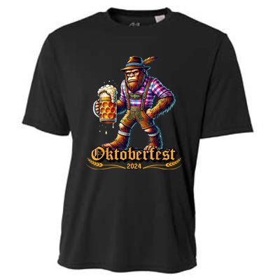 German Bigfoot Sasquatch Lederhose Funny Oktoberfest 2024 Cooling Performance Crew T-Shirt