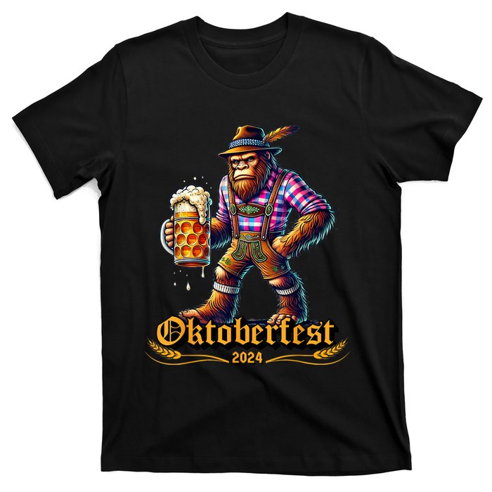 German Bigfoot Sasquatch Lederhose Funny Oktoberfest 2024 T-Shirt