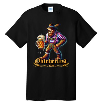 German Bigfoot Sasquatch Lederhose Funny Oktoberfest 2024 Tall T-Shirt