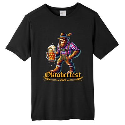 German Bigfoot Sasquatch Lederhose Funny Oktoberfest 2024 Tall Fusion ChromaSoft Performance T-Shirt