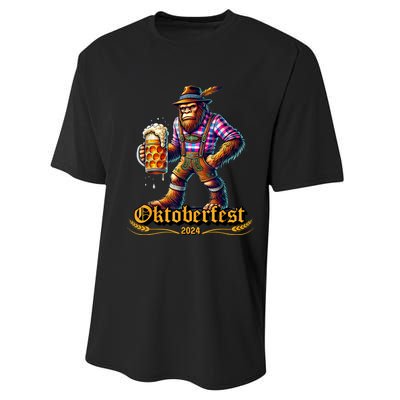 German Bigfoot Sasquatch Lederhose Funny Oktoberfest 2024 Performance Sprint T-Shirt