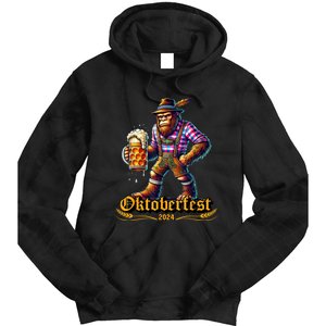 German Bigfoot Sasquatch Lederhose Funny Oktoberfest 2024 Tie Dye Hoodie