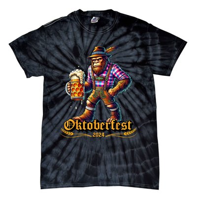 German Bigfoot Sasquatch Lederhose Funny Oktoberfest 2024 Tie-Dye T-Shirt