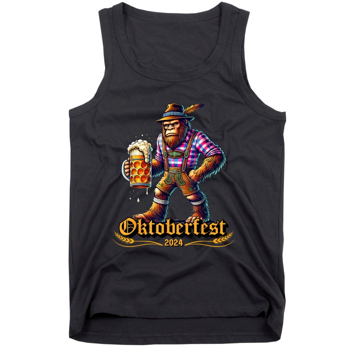 German Bigfoot Sasquatch Lederhose Funny Oktoberfest 2024 Tank Top