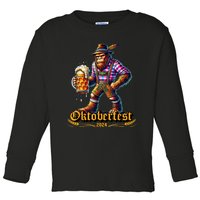 German Bigfoot Sasquatch Lederhose Funny Oktoberfest 2024 Toddler Long Sleeve Shirt