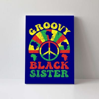 Groovy Black Sister African American Sis 70s Aesthetic Gift Canvas