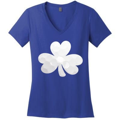 Golf Ball Shamrock St Patricks Clover Sports Fan Athlete Gift Women's V-Neck T-Shirt