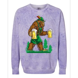 German Bigfoot Sasquatch Lederhose Funny Oktoberfest Costume Colorblast Crewneck Sweatshirt