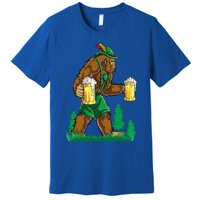 German Bigfoot Sasquatch Lederhose Funny Oktoberfest Costume Premium T-Shirt