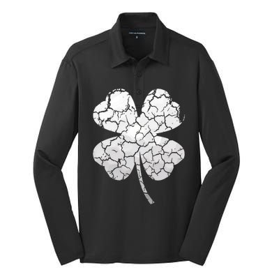 Golf Ball Shamrock St Patricks Distressed Clover Sports Fan Great Gift Silk Touch Performance Long Sleeve Polo